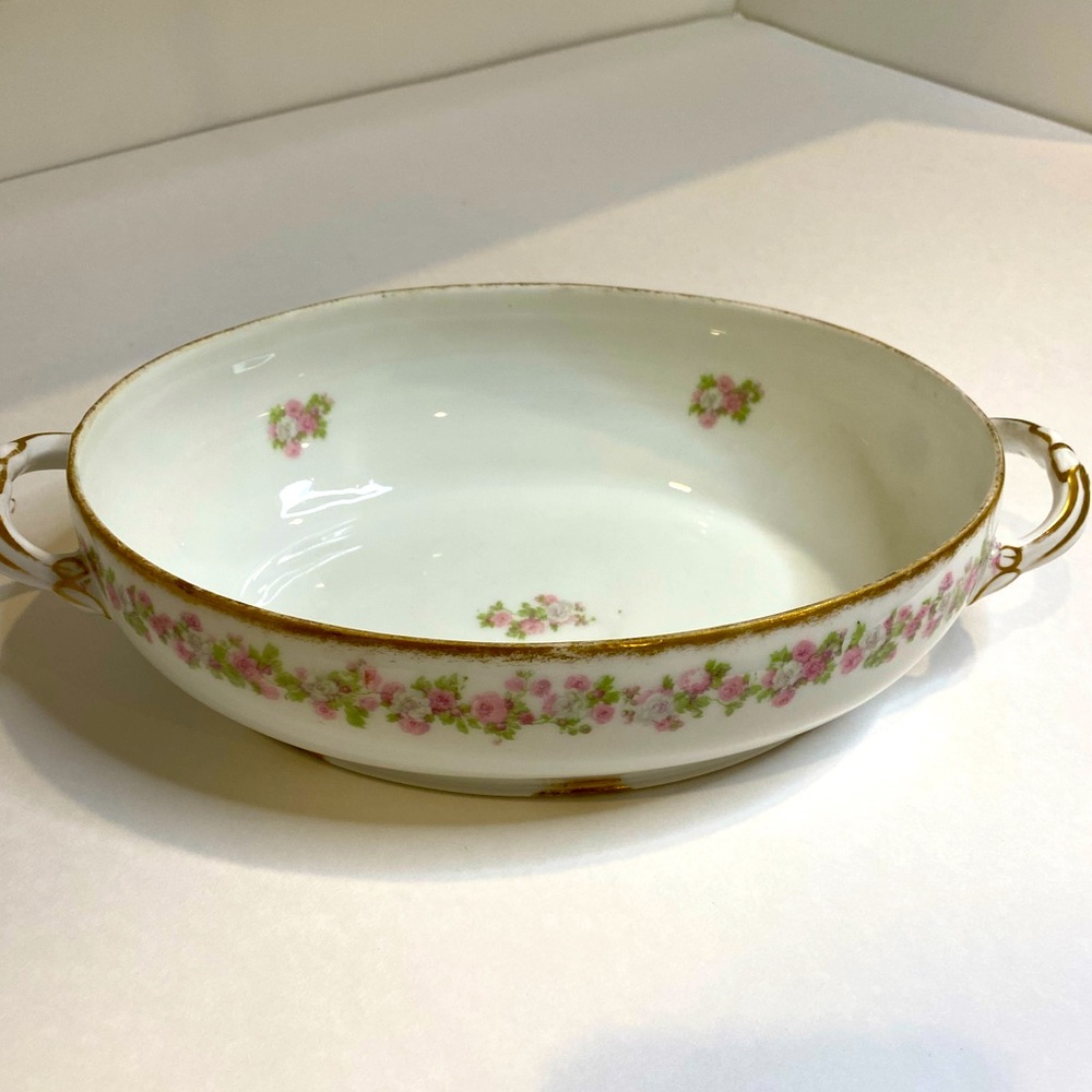 Vtg C. Ahrenfeldt Limoges Bone China Oval Serving Dish with Handles